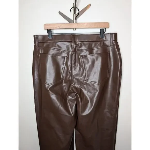 Abercrombie & Fitch 90’s Straight Ultra High Rise Brown Faux Leather Pant Sz 33
